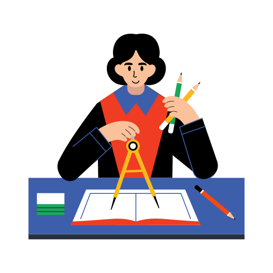 Using Compass, Math Tool, Homework, Student, Pupil illustration