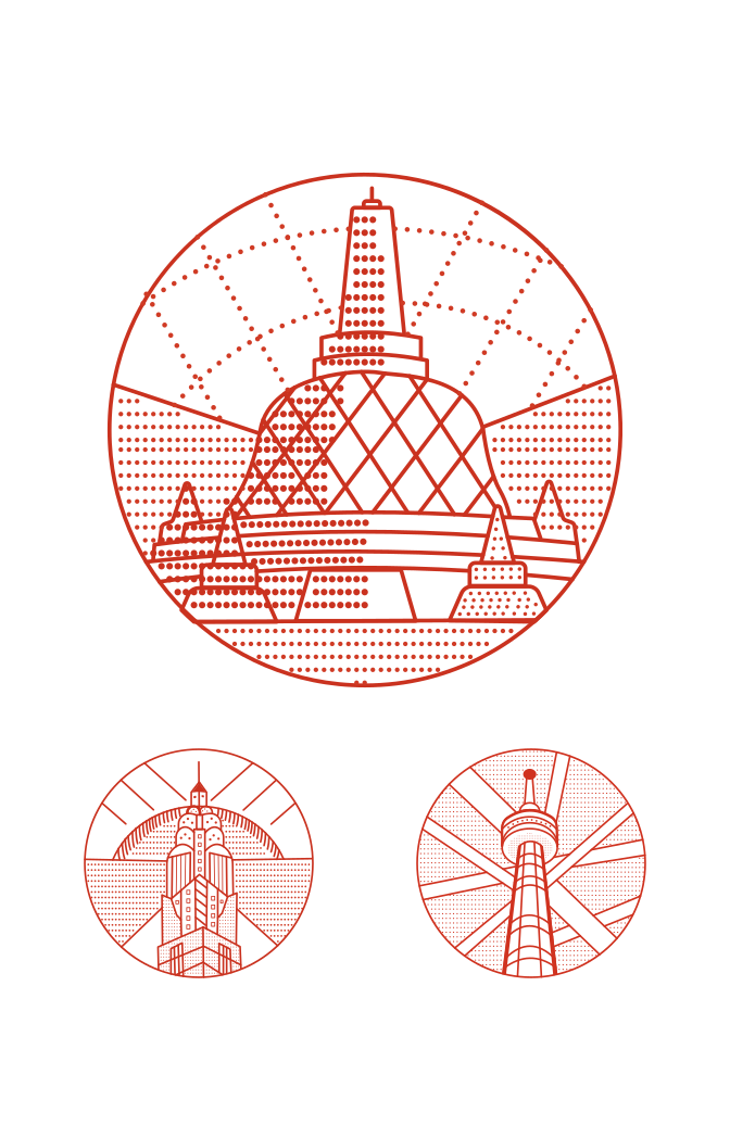 Worlds Famous Landmark Illustrations Large Set Preview