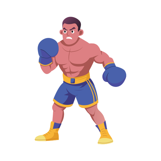 Angry Boxer, Fighter, Boxing, Athlete, Sportsman illustration