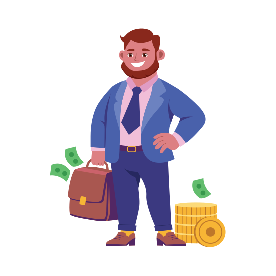 Banker, Cashier, Accountant, Professional, Character illustration