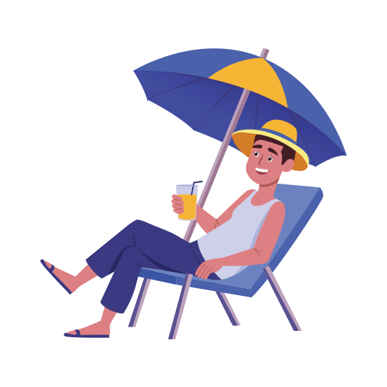 Beach Enjoy, Relaxing, Resting, Vacations, Character illustration
