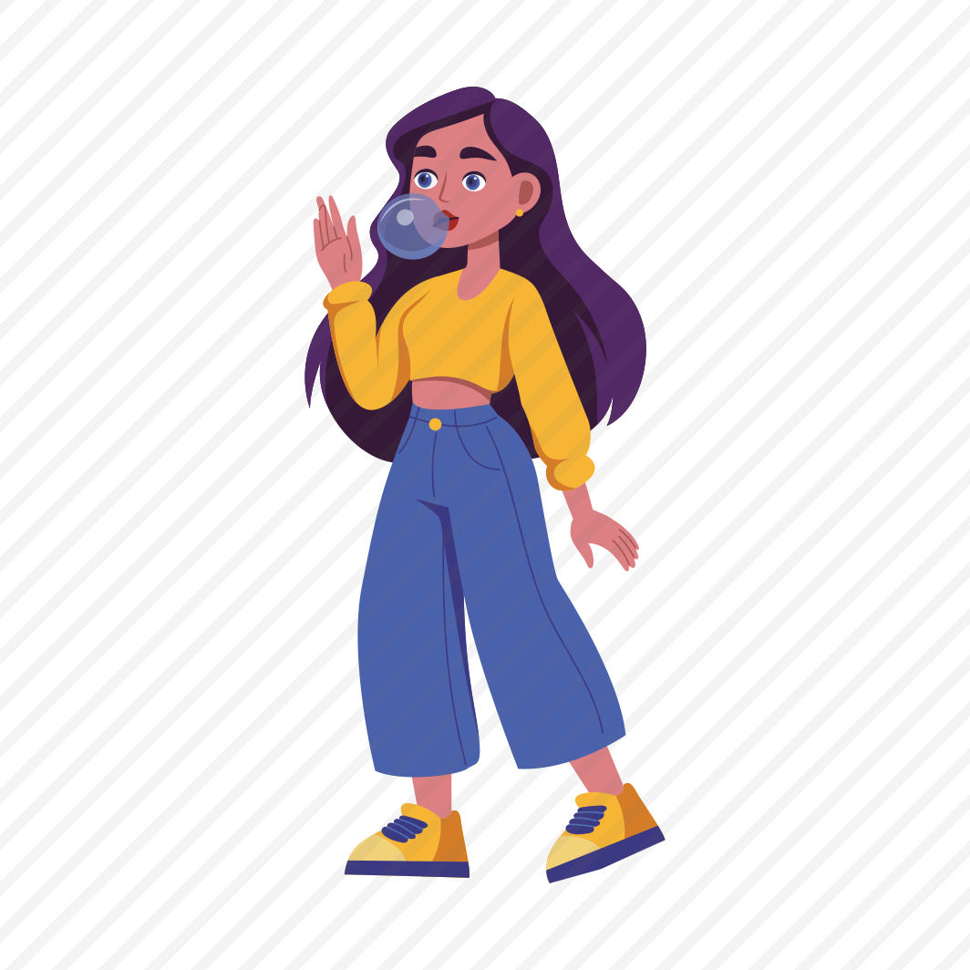 Blowing Gum, Chewing, Elegant, Stylish, Girl preview