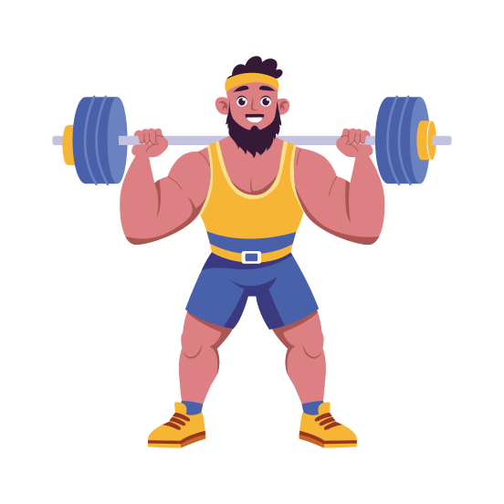 Bodybuilder, Weightlifting, Workout, Fitness, Character illustration