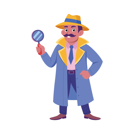 Detective, Interrogation, Searching, Finding, Spying, illustration