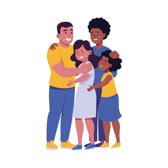 Family, Heritage, Happy, Smiling, Hug illustration