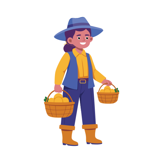 Farmer, Agriculturist, Horticulturist, Harvesting, Character illustration