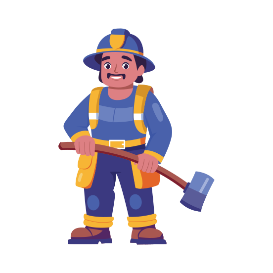 Firefighter, Fireman, Rescue, Emergency, Character illustration