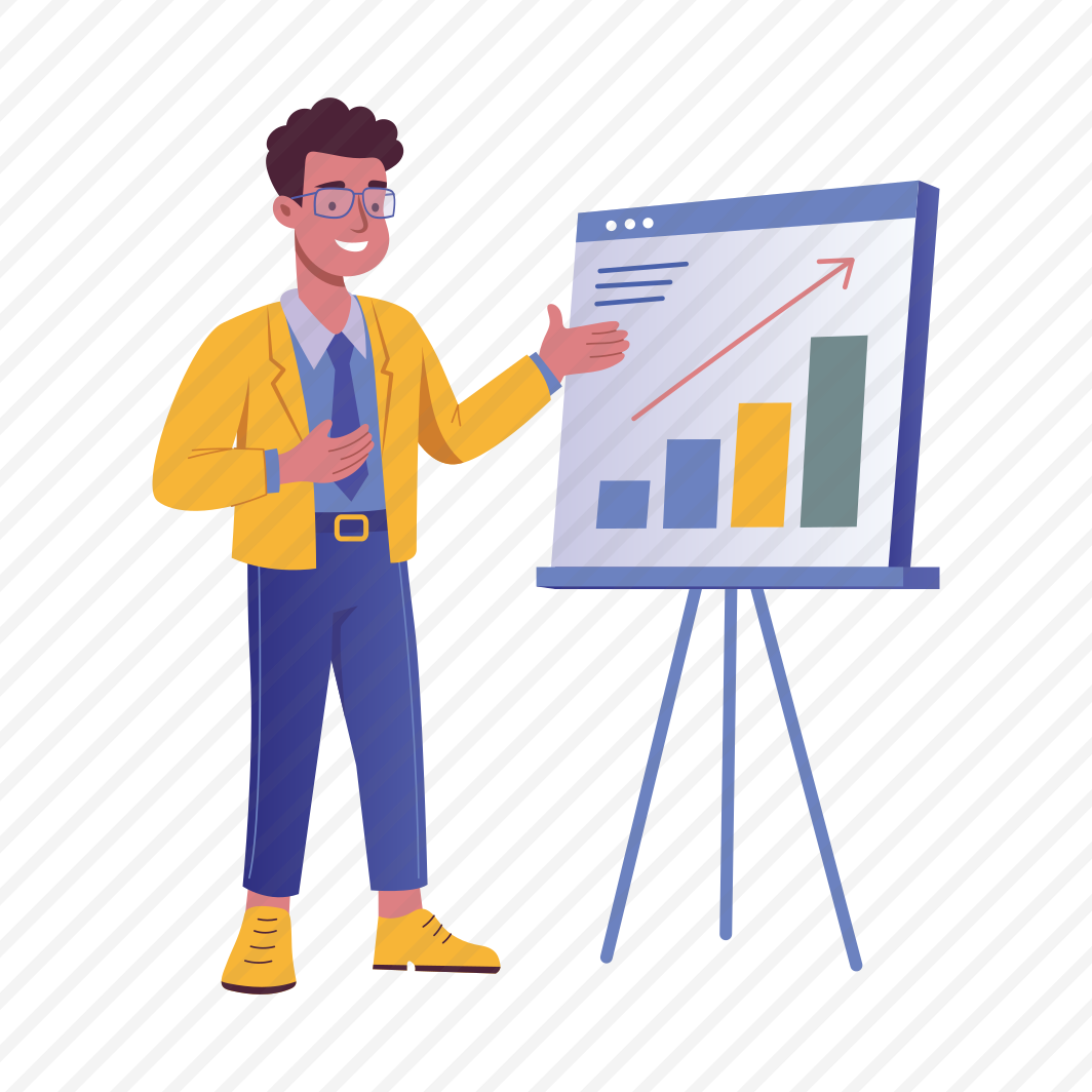 Giving Presentation, Explaining, Statistician, Analyst, Character preview