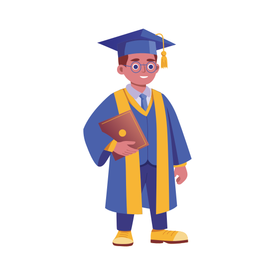 Graduate, Scholar, Student, Degree Holder, Character illustration