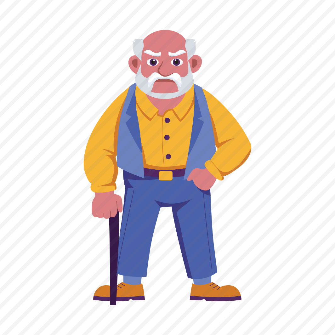Grumpy Grandpa, Elderly, Grandfather, Character, Person, preview
