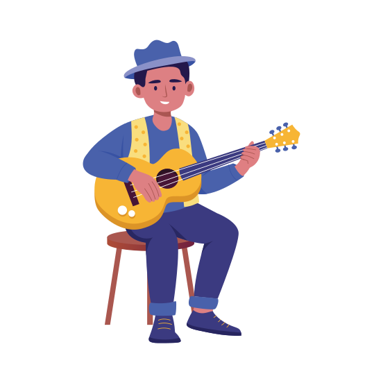 Guitarist, Artist, Performer, Instrumentalist, Character illustration