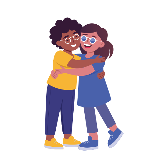 Hugging Friend, Best Friends, Friendship, Togetherness, Happy illustration