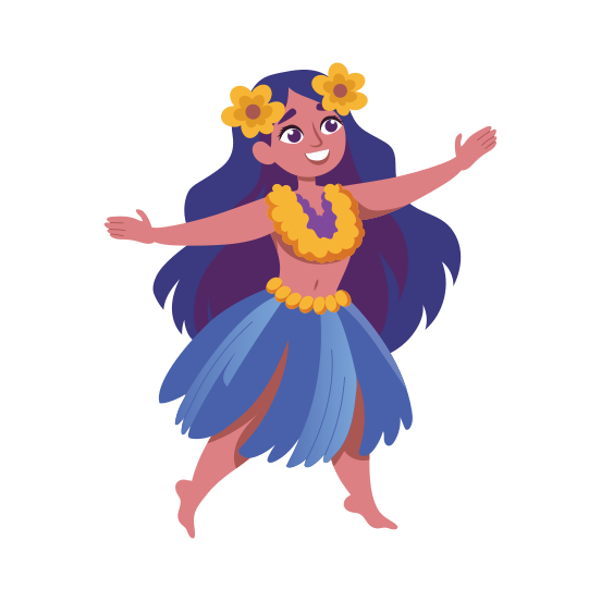 Hula Dance, Traditional, Performing, Artist, Female Dancer illustration