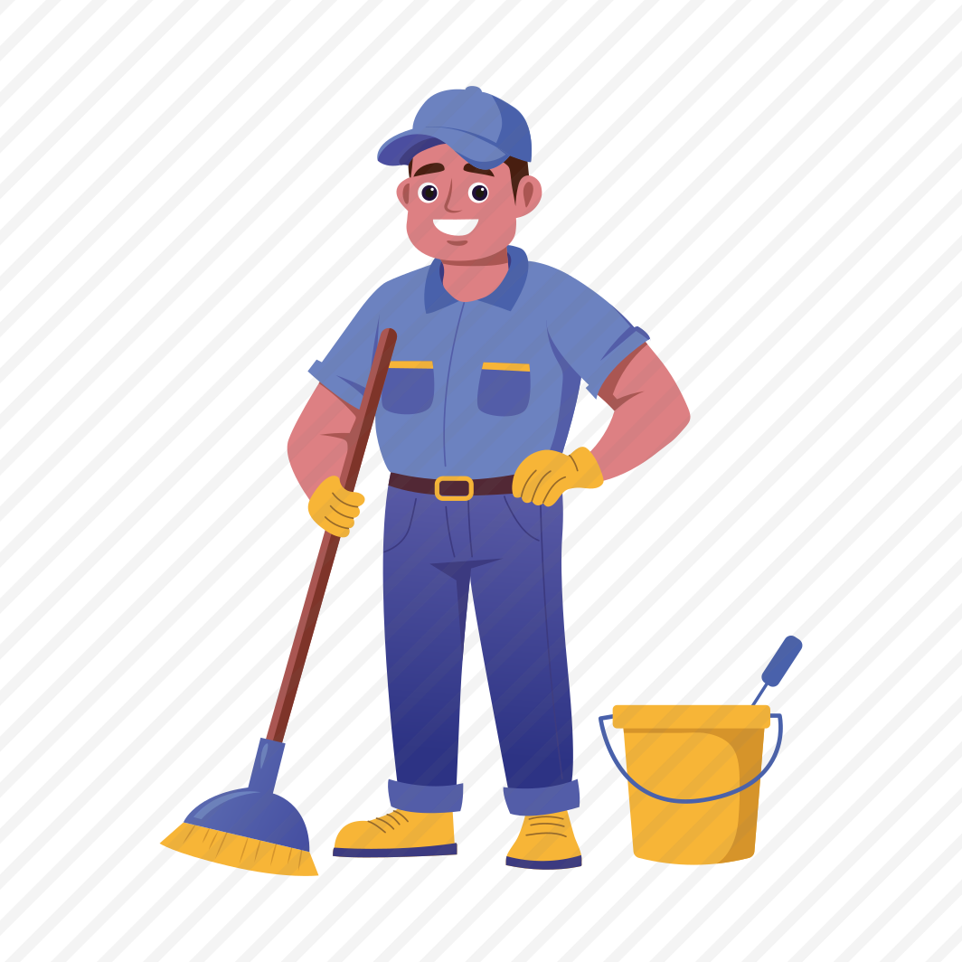 Janitor, Cleaning, Brooming, Mopping, Character preview