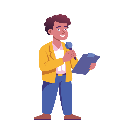 Journalist, Announcer, Host, Orator, Speaking illustration