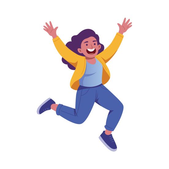 Jumping, Happy, Enjoying, Excitement, Exhilaration, illustration