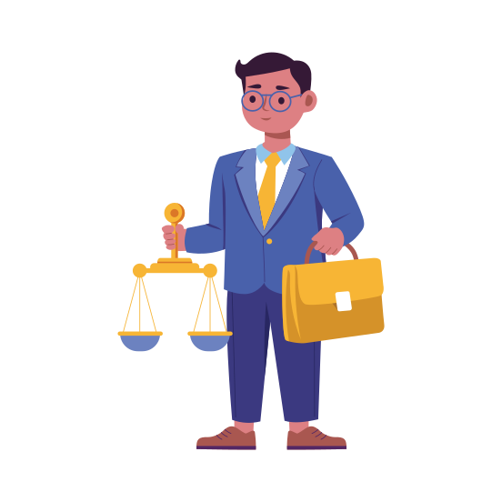 Lawyer, Advocate, Attorney, Prosecutor, Character illustration