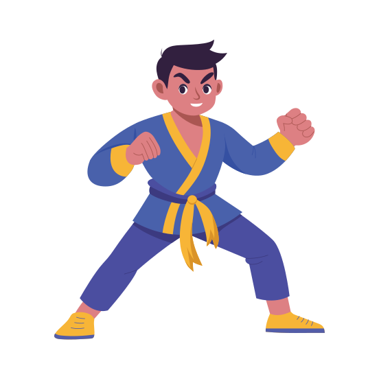 Martial Art, Fighter, Karate, Athlete, Character illustration