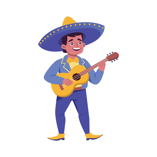 Mexican Mariachi, Hispanic, Culture, Traditional, Music, Guitarist illustration