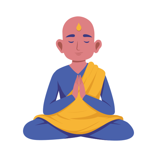 Monk, Priest, Religious, Praying, Character illustration