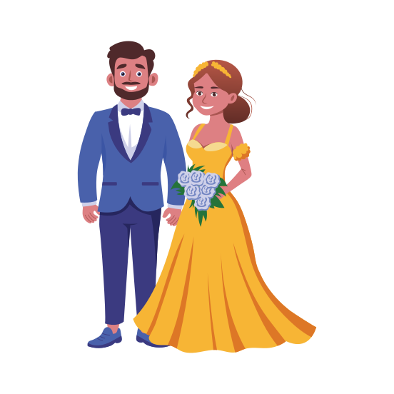 Newlywed Couple, Married, Wedding, Spouses, Partners illustration