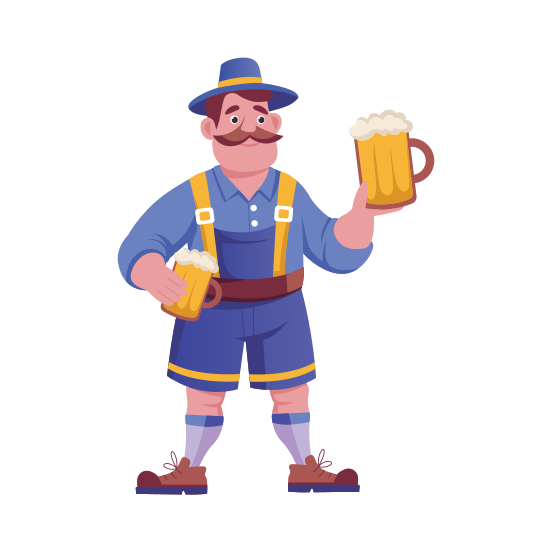 Oktoberfest, Festival, Drink, Beer, Celebration, Character illustration