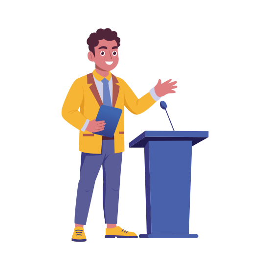 Presenter, Orator, Speaker, Announcer, Host, illustration