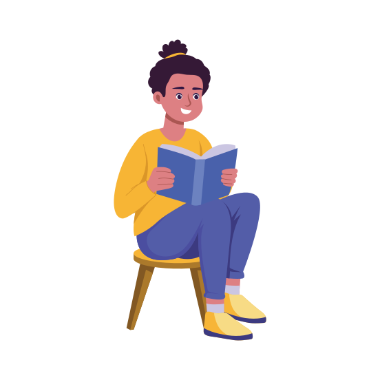 Reader, Novel, Study, Bibliophile, Character illustration