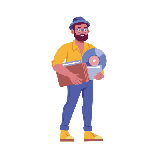 Record Collector, Musician, Artist, Music Enthusiast, Character, illustration