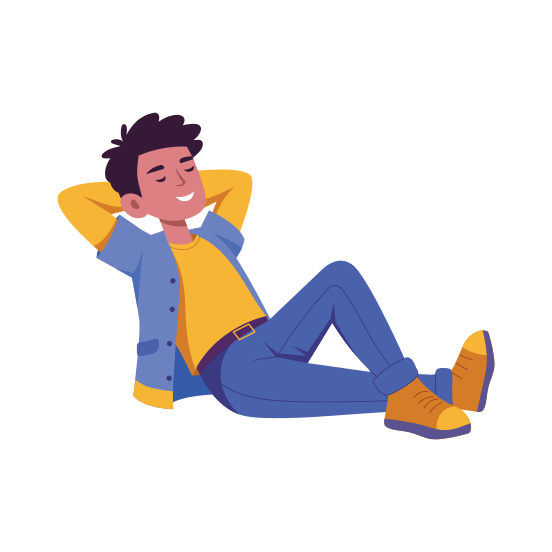 Relaxing, Resting, Happy, Smiling, Character, illustration