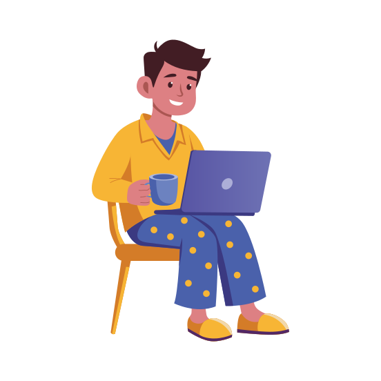 Remote Worker, Freelancing, Outsourcing, Character, Night Work illustration