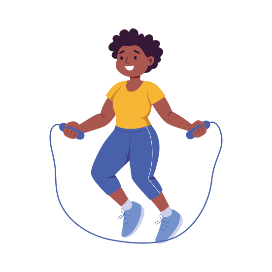 Rope Jumping, Skipping, Exercising, Exertion, Character, illustration