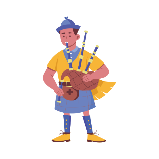 Scottish Bagpiper, Instrumentalist, Musician, Performer, Artist illustration