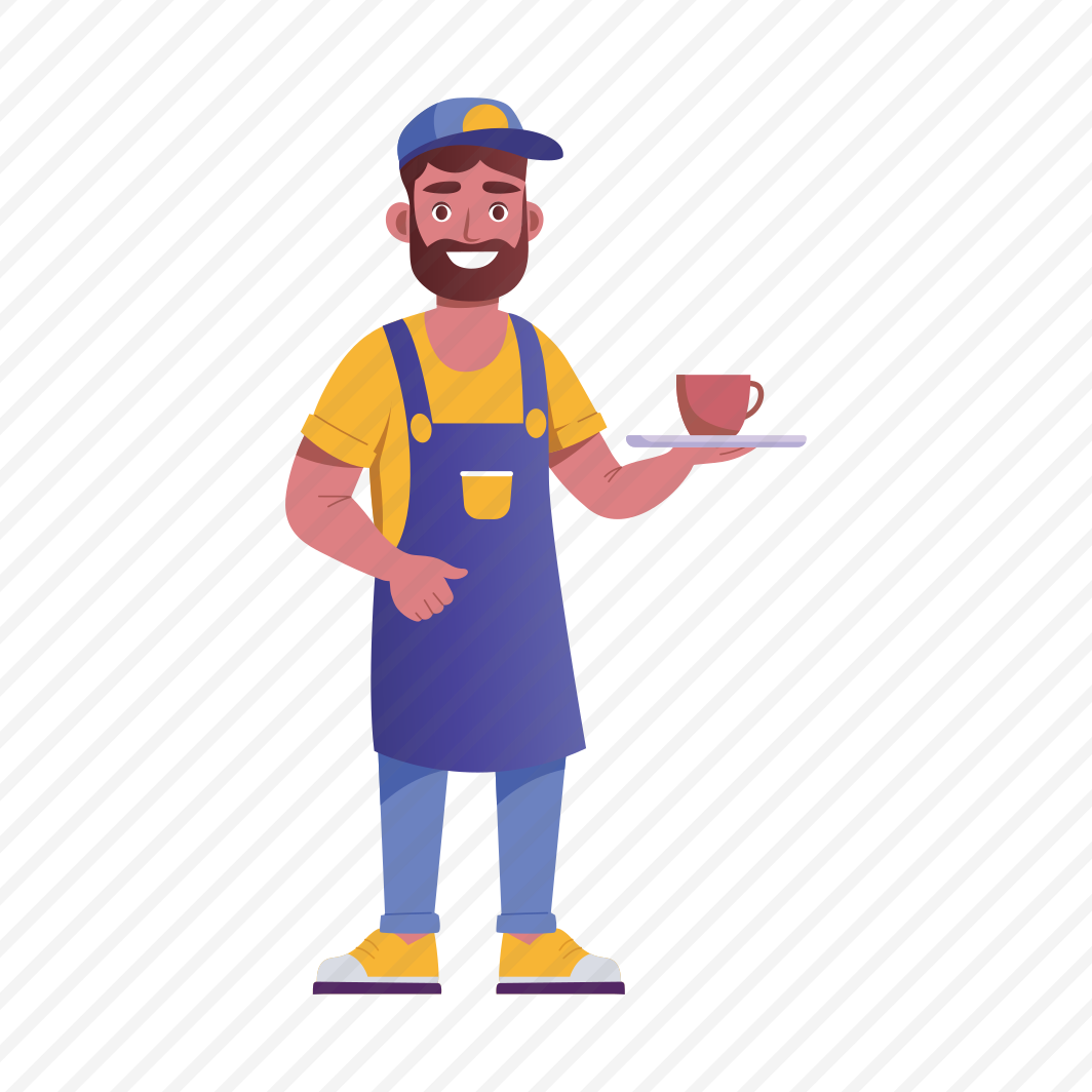 Serving Coffee, Waiter, Drink, Tea, Character preview