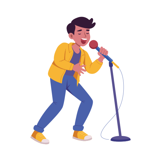 Singer, Vocalist, Performing, Artist, Character illustration