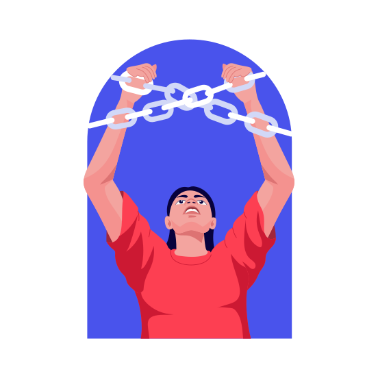 Breaking Chains, Freedom, Unbound, Leadership, Character illustration
