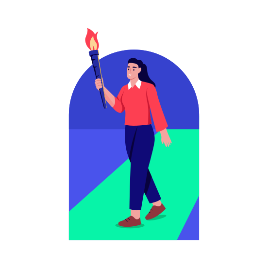 Carrying Torch, Freedom, Guidance, Leadership, Mentorship, illustration