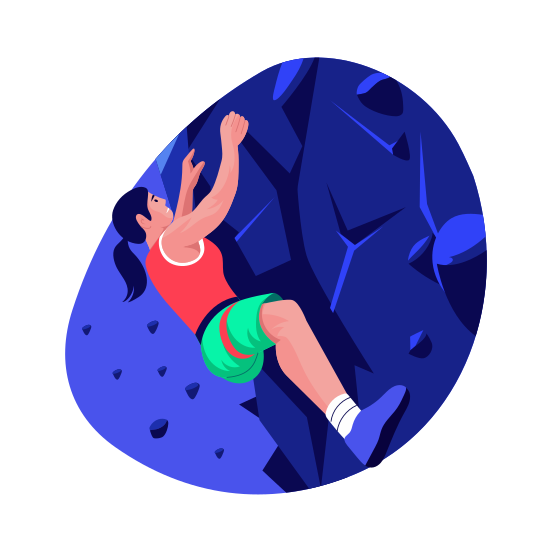 Challenge, Hardship, Climbing, Mountaineering, Character illustration