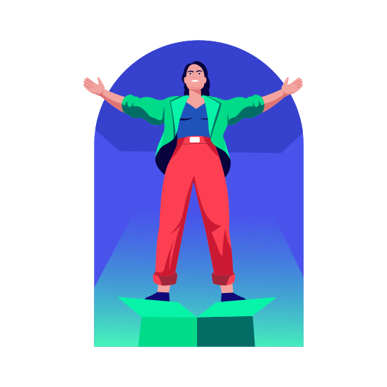 Freedom, Independence, Leadership, Mentorship, Character illustration