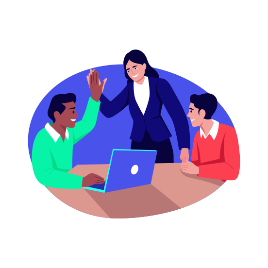 High Five, Boss Lady, Businesswoman, Celebrating,  Leadership illustration