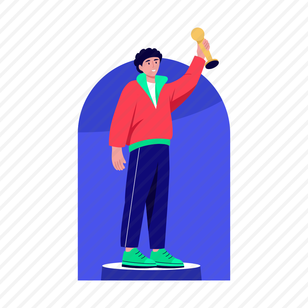 Holding Trophy, Award, Reward, Success, Honour preview