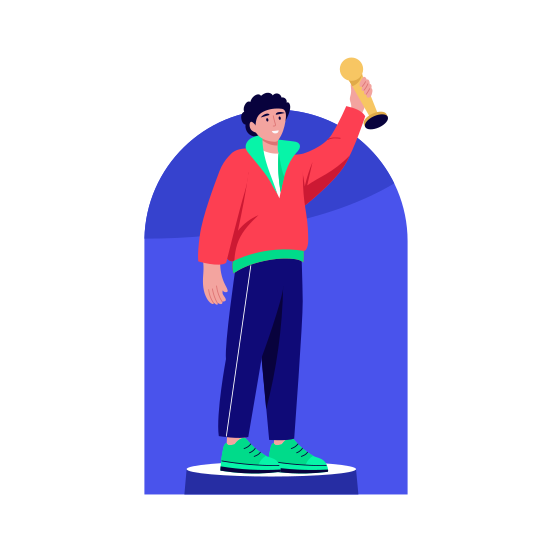 Holding Trophy, Award, Reward, Success, Honour illustration