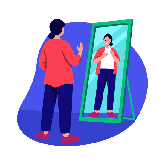 Practicing Speech, Self Confidence, Oration, Communication, Reflection illustration