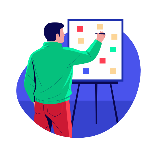 Strategic Planning, Objective, Approach, Workflow, Vision Board illustration