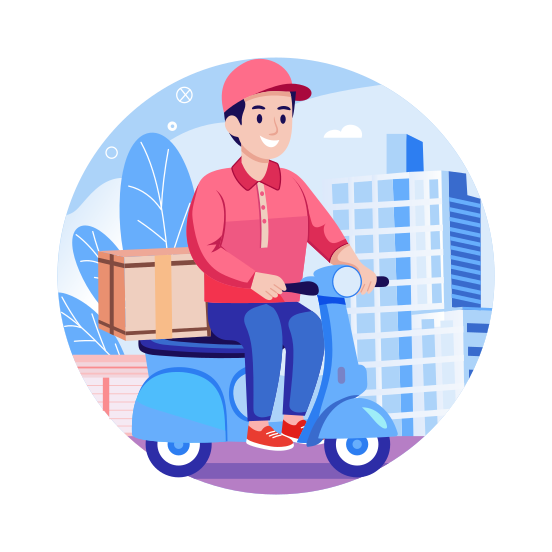 Delivery Man, Courier, Rider, Shipping, Parcel, illustration