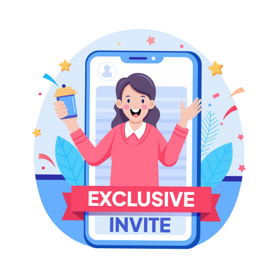 Exclusive Invite, Premium, Member, Invitation, Confetti, illustration