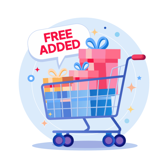 Free Gifts, Cart, Presents, Surprise, Rewards, illustration