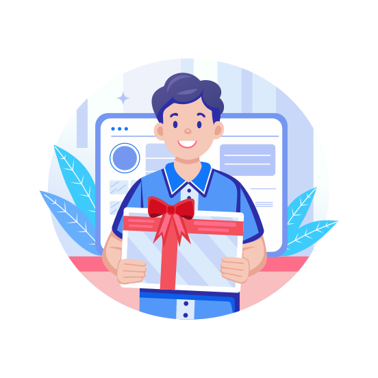 Gift Voucher, Reward, Bonus, Promotion, Surprise, illustration