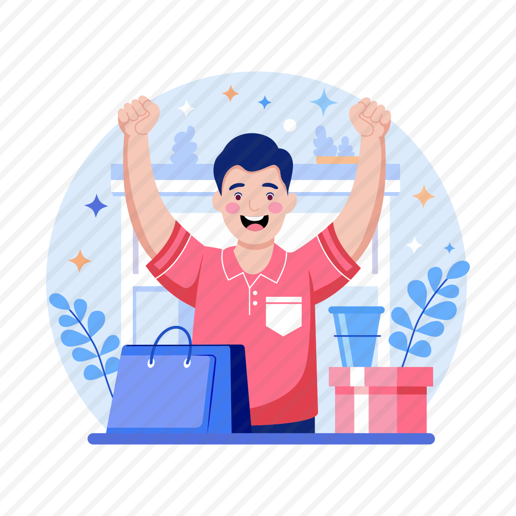 Happy Customer, Satisfied, Smiling, Cheering, Consumer, preview