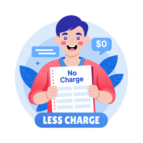 No Charge, Happy, Customer, Consumer, Shopping illustration
